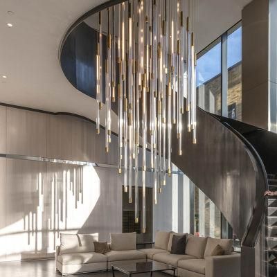 Hot Sale Large Custom Light Emitting Tube Long Stair Pendant Light