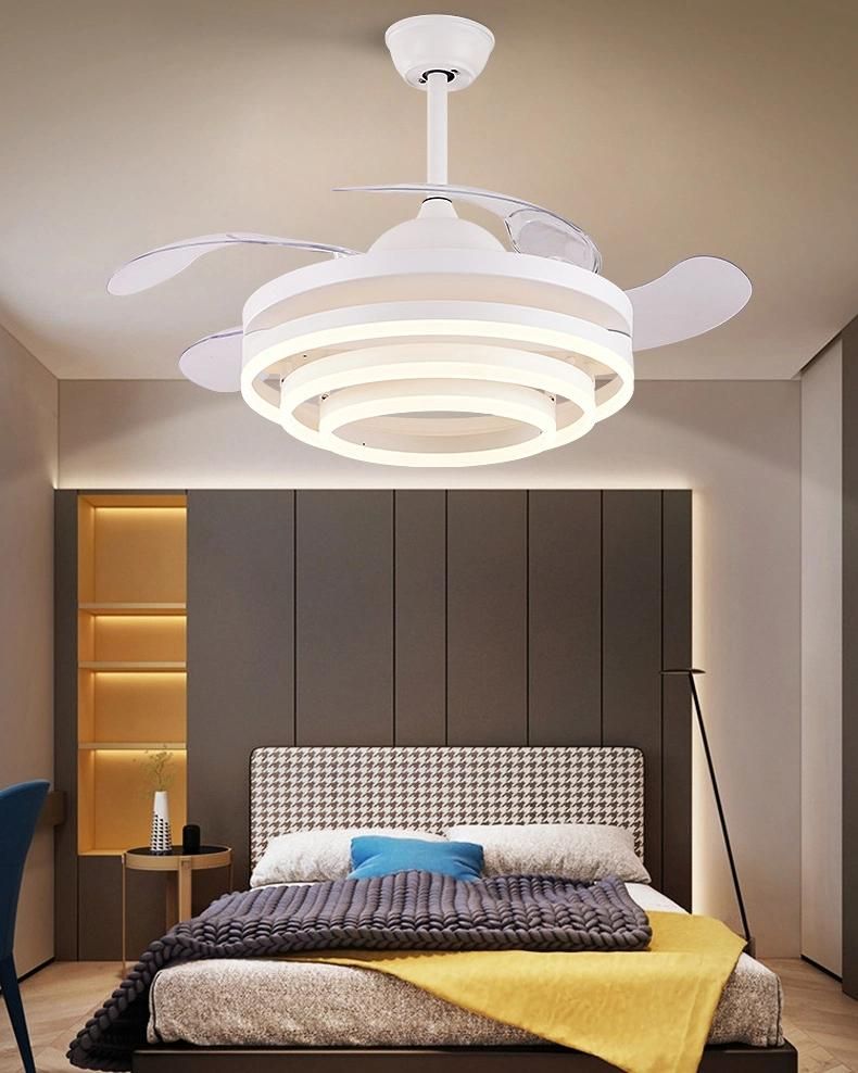 Modern Energy Saving White Invisible LED Ceiling Fan with Lamp Restaurant