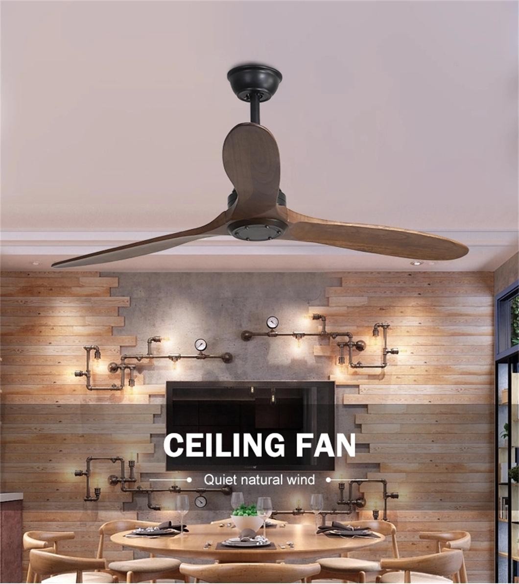 Stylish European Simple Solid Wood 52 Inch 3 Blade Ceiling Fan Light