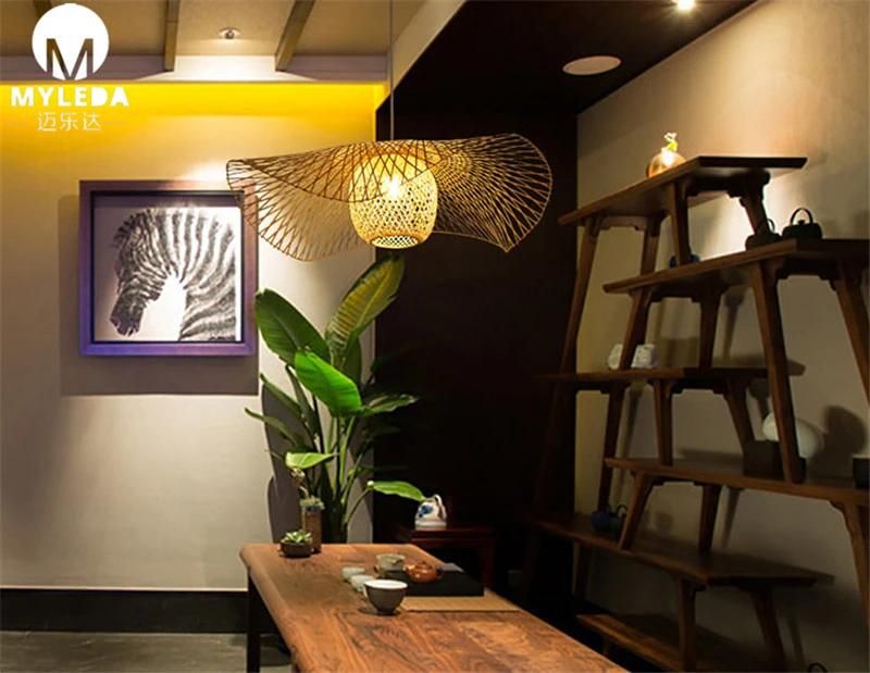 Chinese Style Metal Bamboo Cage Iron Pendant Lamp