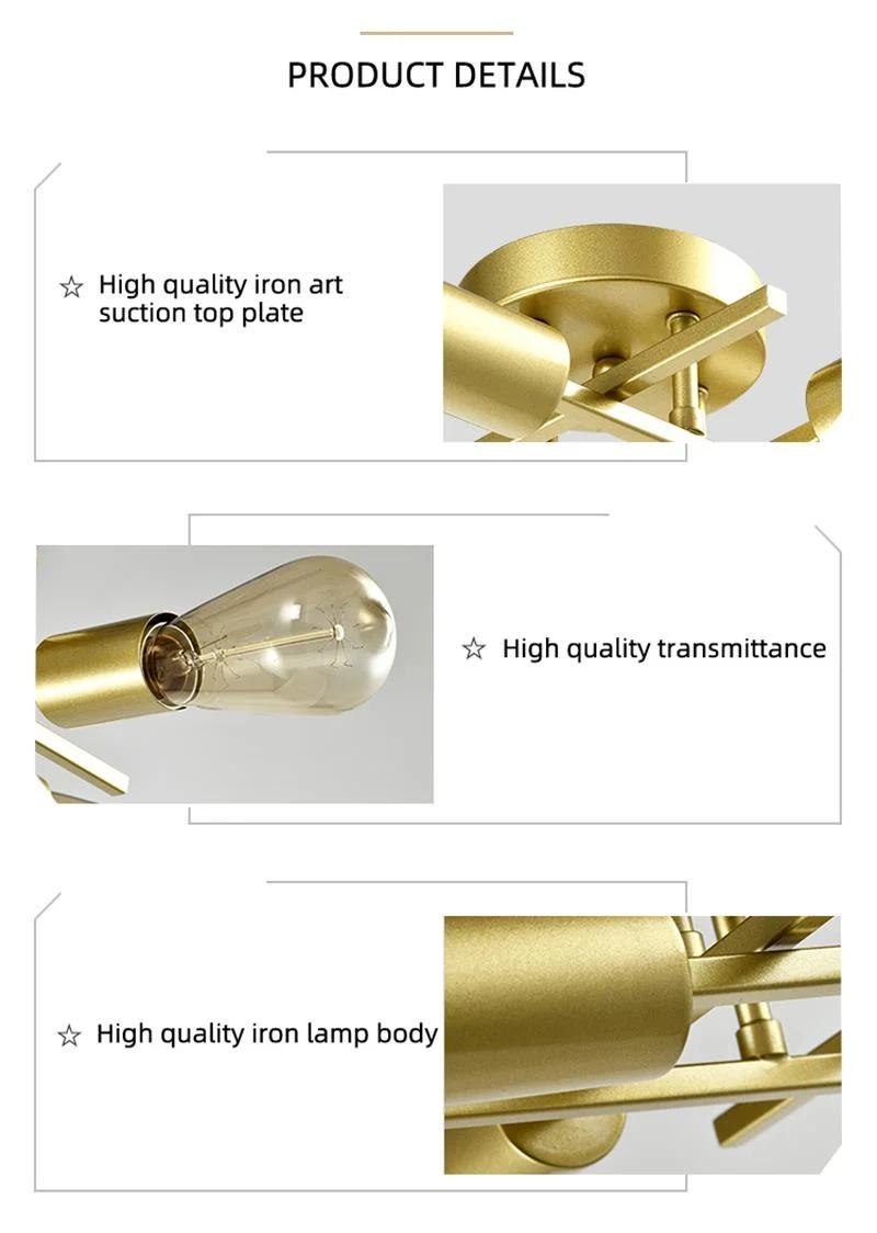 Luxury Modern LED Light Iron Bedroom Glossy Gold Living Room Ceiling Light