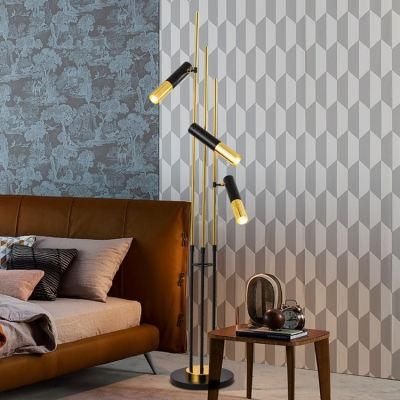 Post-Modern Simple Creative Fashion Three Black Gold Cylindrical Aluminum Designer Villa Living Room Decorative Floor Lamp