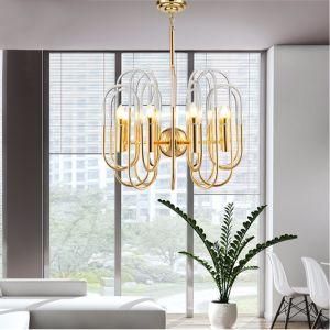 Golden Light Luxury Droplight Acrylic Bend Villa Dining Pendent Lamp