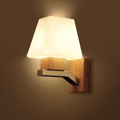 Simple Wood Art Bedroom Bedside Wall Lamp Wood Modern Creative Decoration Light
