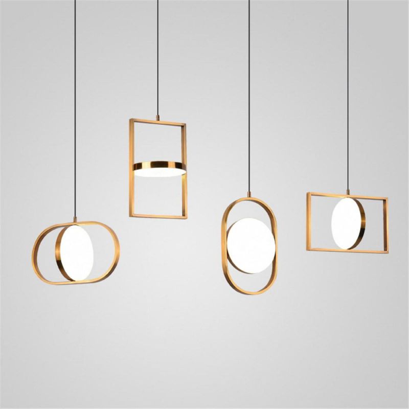 Modern Line Pendant Lights Designer Ring Hanging Lamps Dining Room Bedroom Bedside Restaurant Living Room Light Fixtures