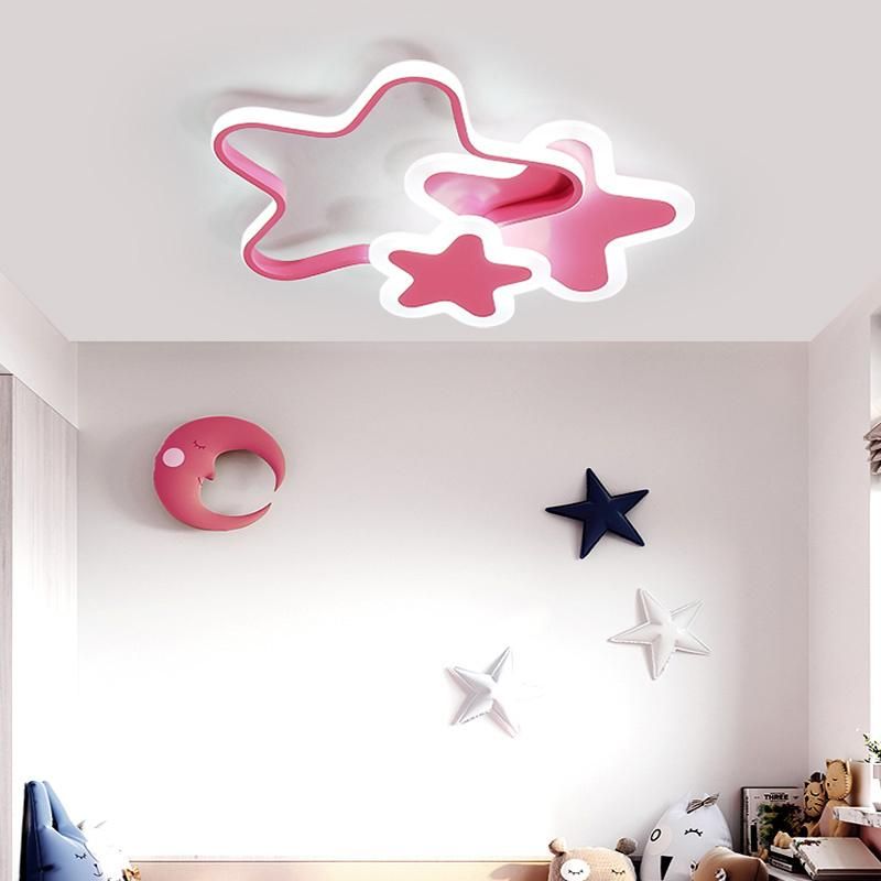Cute Star Design Pink Color Kid Children Bedroom Lamp Ceiling Lamp