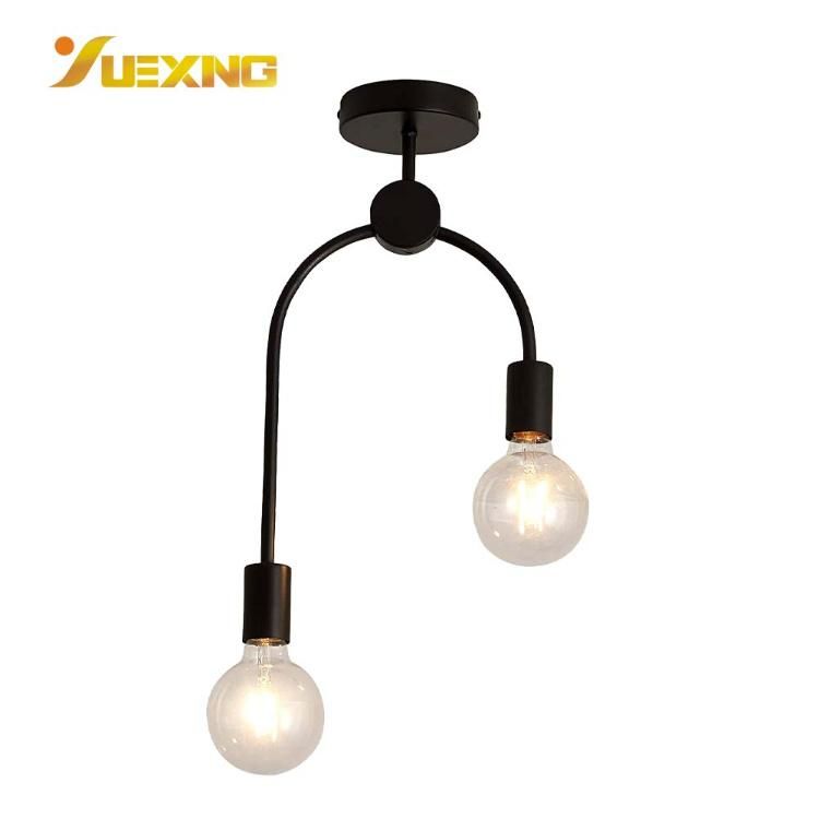 Black Cover Solar Living Room Energy Saving Modern Colorceiling E27 Iron Crystal Ceiling Lamp