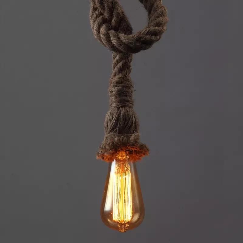 Retro Hemp Rope Industrial Loft Pendant Lamp Vintage American Style Creative Hanging Pendant Lighting