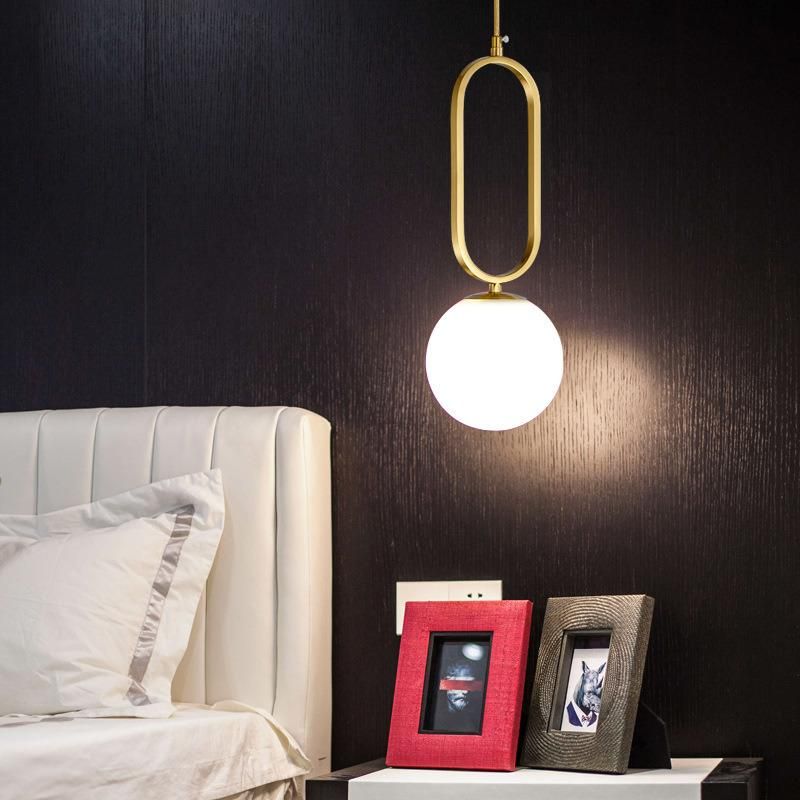 Modern Golden Pendant Lights Bedroom Decor Borgny Oval Ring Frosted Glass Globe Pendant Light (WH-AP-298)
