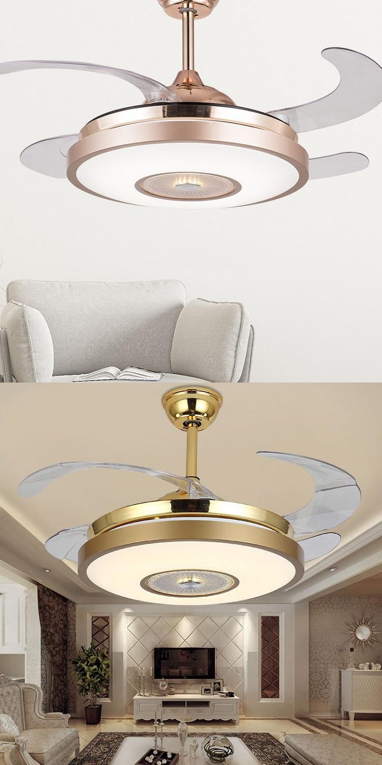 Ceiling Fan Decorative Invisible Ceiling Fan Light with Hidden Blades Remote Control for Living Room