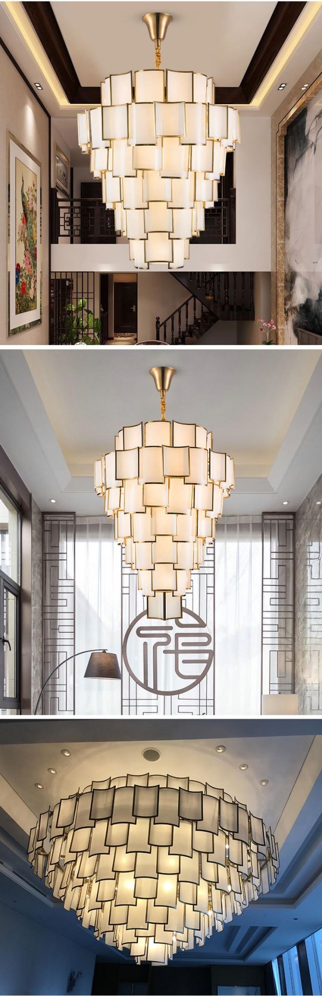 Large Lamp Bedroom Stair Living Room Hanging Modern Luxury Crystal LED Chandelier Light