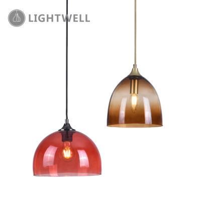 E27 Modern Decorative Red and Coffee Glass Suspension Pendant Light with CE