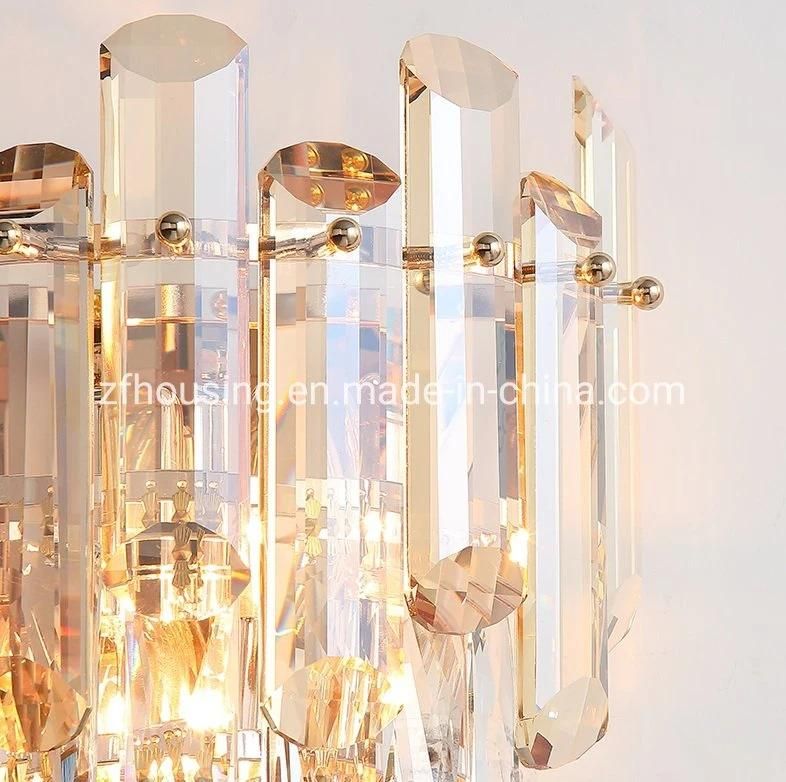 Post-Modern Luxury Champagne Gold Crystal Wall Lamp for Bedroom Bedside Lamp Creative Living Room TV Background Wall Corridor Light