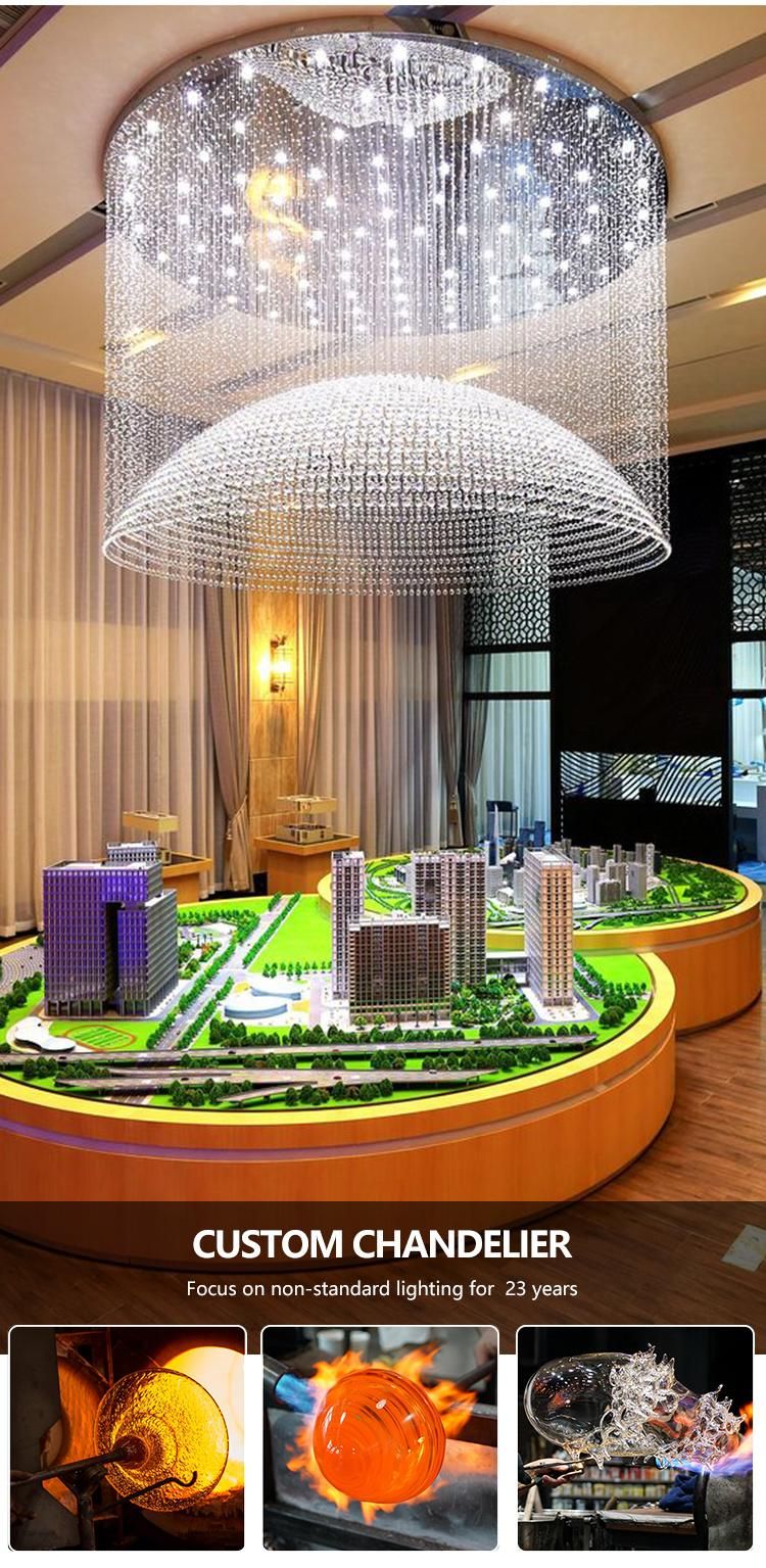 Modern Style Luxury Hotel Lobby Banquet Hall Villa Glass Custom Ceiling Chandelier Light