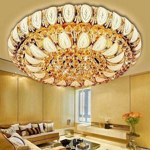 Round Gold Flush Crystal Ceiling Lights Lamp Fixtures for Indoor Home Lighting Fixtures (WH-CA-10)