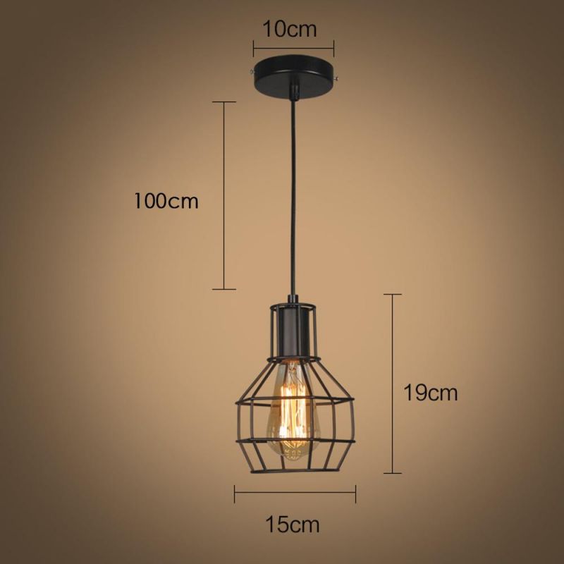 Industrial Pendant Light Edison Hanging Cage Pendant Lights E26 E27 Base Vintage Adjustable Pendant Lamp Fixture for Home Light