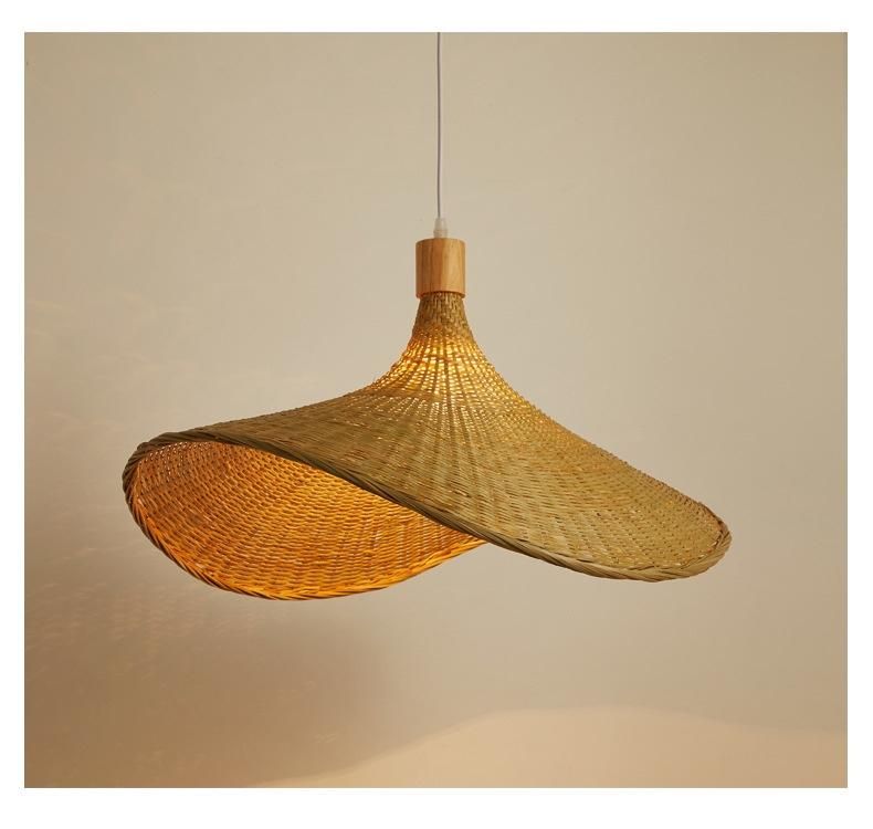 Bamboo Chandelier Chinese Tea Room Rattan Lamp Straw Hat Lamp Stairs Dining Room Lamp