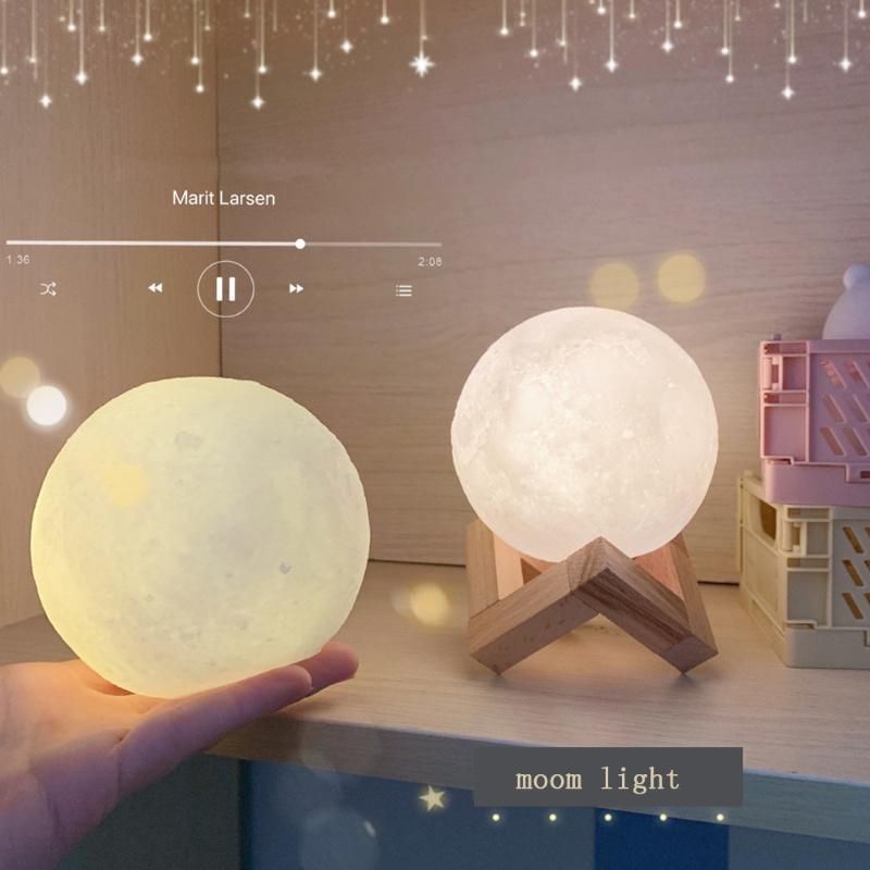 Wholesale Moonlight Touch Switch Decoration 3D Print Portable LED Moon Shape Night Light