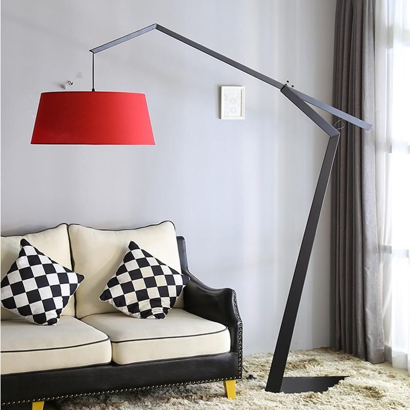 Red Lampshade Adjustable Height Floor Lamp Table Lamp Desk Lamp