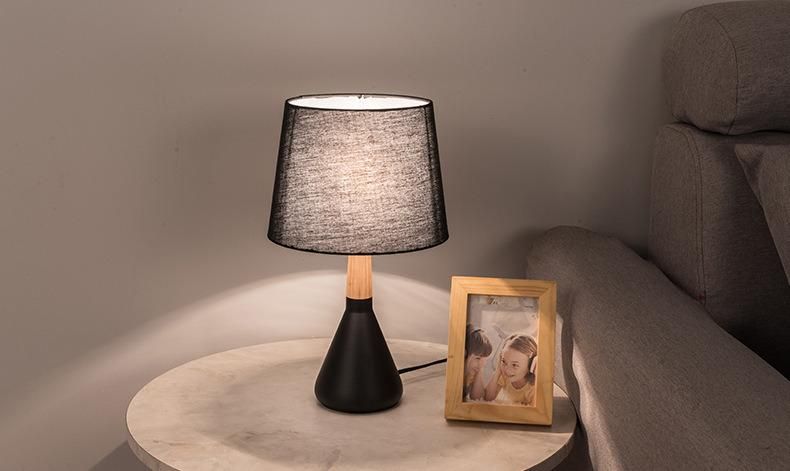 Desk Lamp Wooden Bedroom Bedside Table Lamp Simple Modern Cloth Lamp