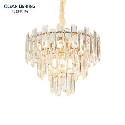 Round Crystal Chandeliers Modern Hanging Light Pendant Lamp Ceiling Chandelier