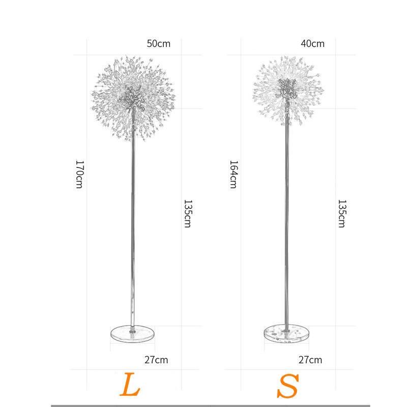 Dandelion Floor Lamp DIY Fireworks LED Lights Gold Chrome Crystal Floor Lamp (WH-MFL-86)