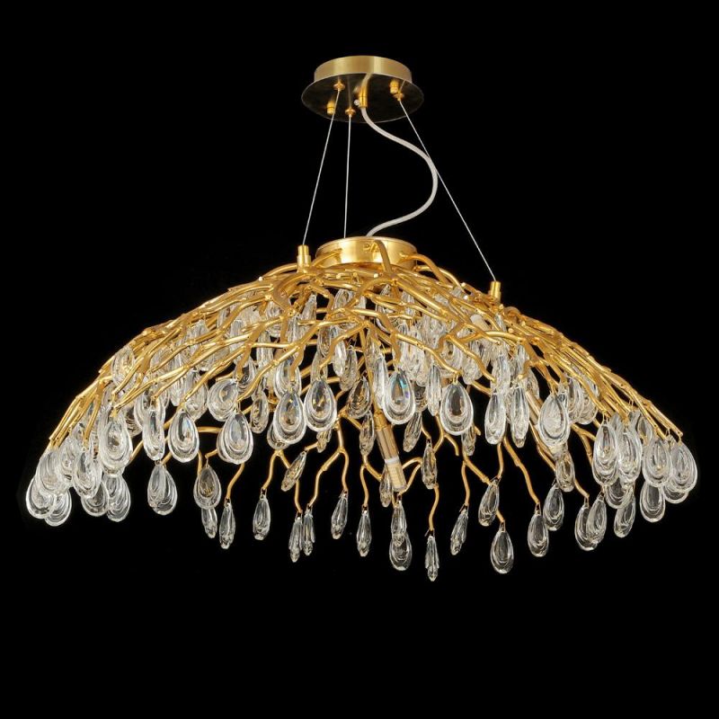 2022 Home Decor Pendant Lamp Bedroom Villa Lobby Brass Chandelier Tree Branch Crystal Latest Design