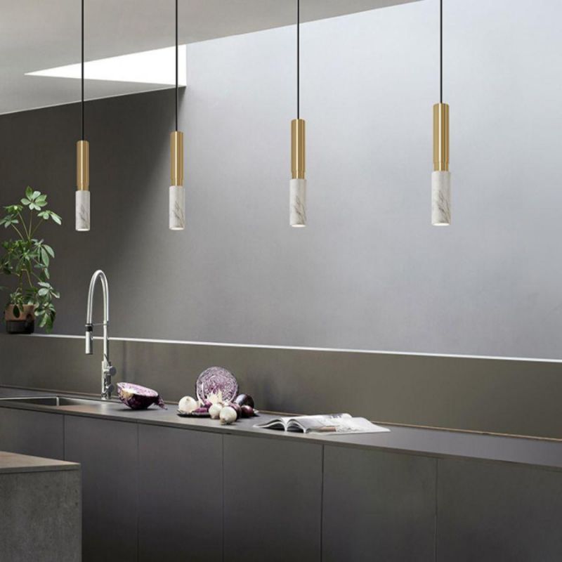2021 New Design Modern Simple Metal Decorative LED Hanging Lights Nordic Marble Pendant Light for Living Room Bar Bedside