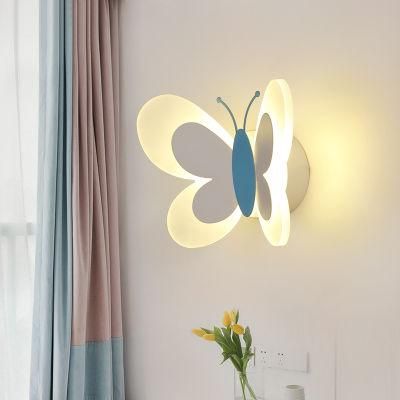 Cartoon Cute Blue Pink Butterfly Wall Lamp Creative Wall Mount LED Light (WH-OR-139)