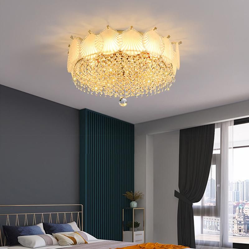 Luxury Creative Ceiling Light Crystal Glass Living Room Lotus Lamp (WH-CA-71)