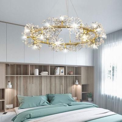 Petal Circle Crystal Chandelier Bedroom Dining Room Pendant Lamp Light