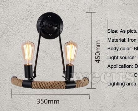 Aisle Corridor Balcony Bar Club Cafe Light Vintage Retro Loft Rope Wall Lamp (WH-VR-22)