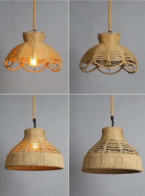 Indoor Lighting Pendant Lamp Rattan Pendant Light Hemp Rope Kitchen Pendant Lighting