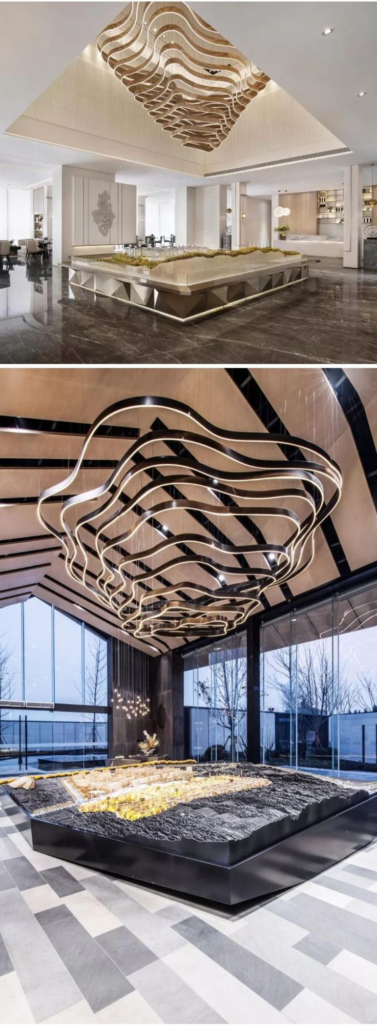 Mountain Lights Custom Project Luxury Staircase Banquet Hall Hotel Non-Standard LED Chandelier