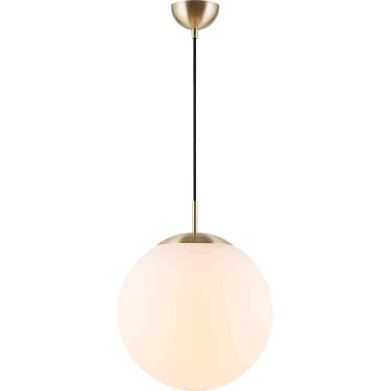 Modern Glass Pendant 1-Light Globle Pendant Light Fixtures Single Kitchen Island Hanging Light with Opal Glass for Kitchen Island Dining Room Dia 35(Matt Brass)