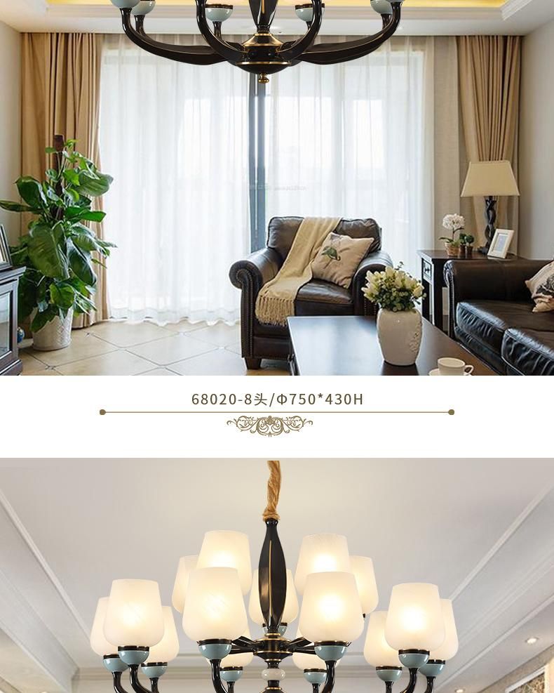 All Copper LED Indoor Hotel Restant Home Ceiling Pendant Decoration Chandelier for Project Livingroom