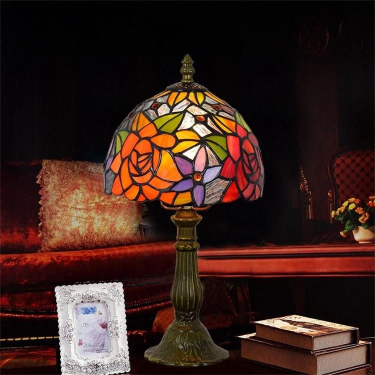 Tiffany Style Table Lamp Stained Glass Shade Desk Light