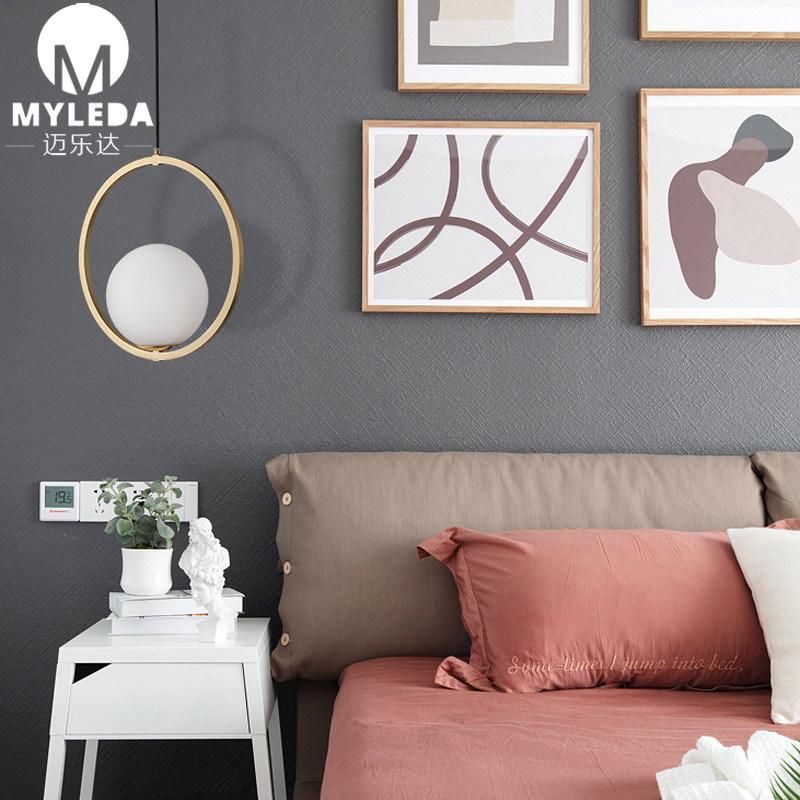 Modern Brass Metal White Glass Round Ball LED Pendant Light