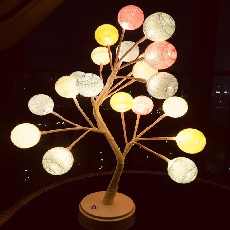 Cotton Ball Round Bulb Creative Tree Lamp