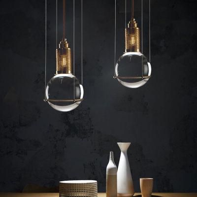 European Art Deco Hotel Simple Glass LED Modern Lighting Crystal Vintage Pendant Light Hanging Single Chandelier
