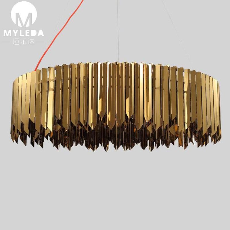 Modern Round Gold Reception LED Chandelier Lamp for Interior Projects