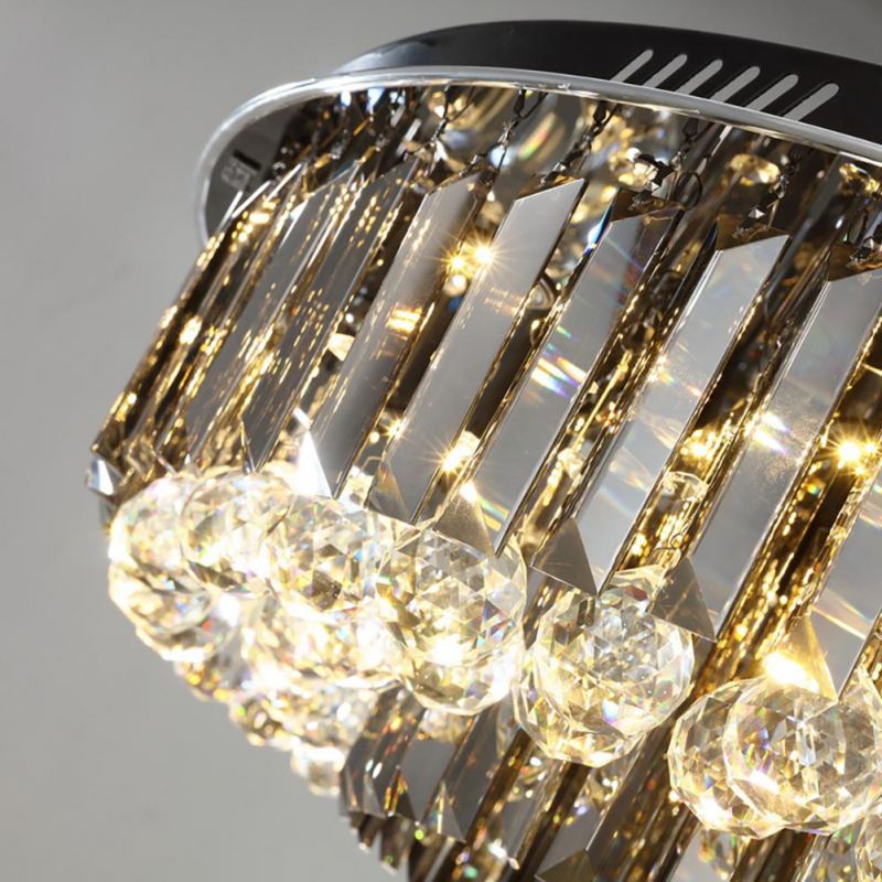 Luxury LED Ceiling Chandelier for Living Room Big Crystal Lamp Smoke Grey Crystal Ceiling Light (WH-CA-58)