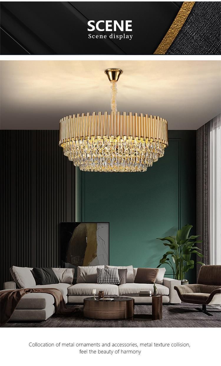 Wholesale Modern Indoor Luxury Art Design Pendant Gold K9 LED Crystal Chandeliers Light