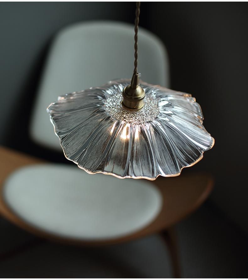 Vintage LED Pendant Lights Lotus Glass Hanging Lamps Home Lotus Lamp (WH-GP-106)