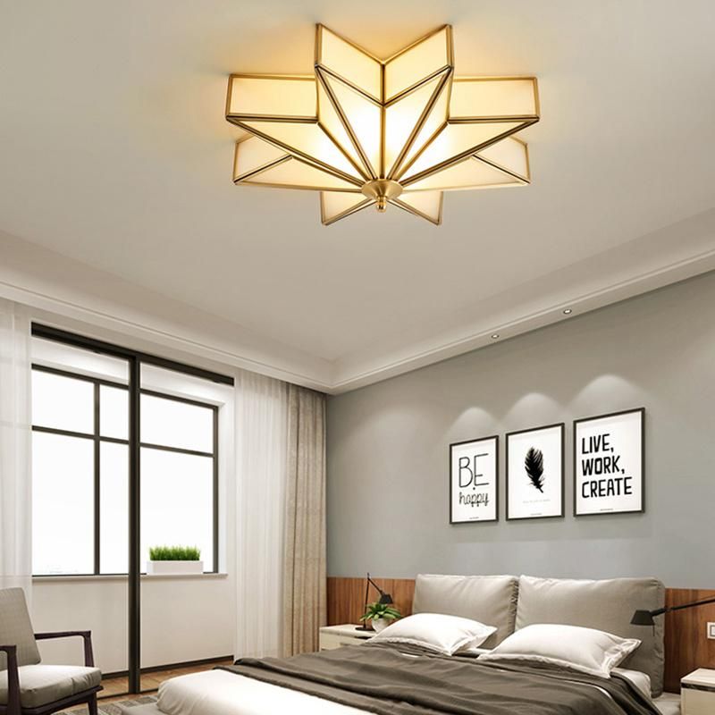 Copper Ceiling Light Bedroom Lamp American Simple Modern Creative Star Corridor Room Light