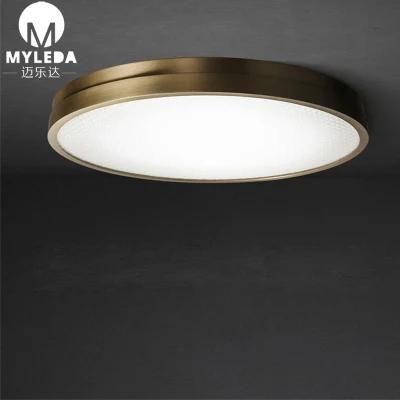 Modern Brass and White Acrylic Round LED Ceiling Lighting