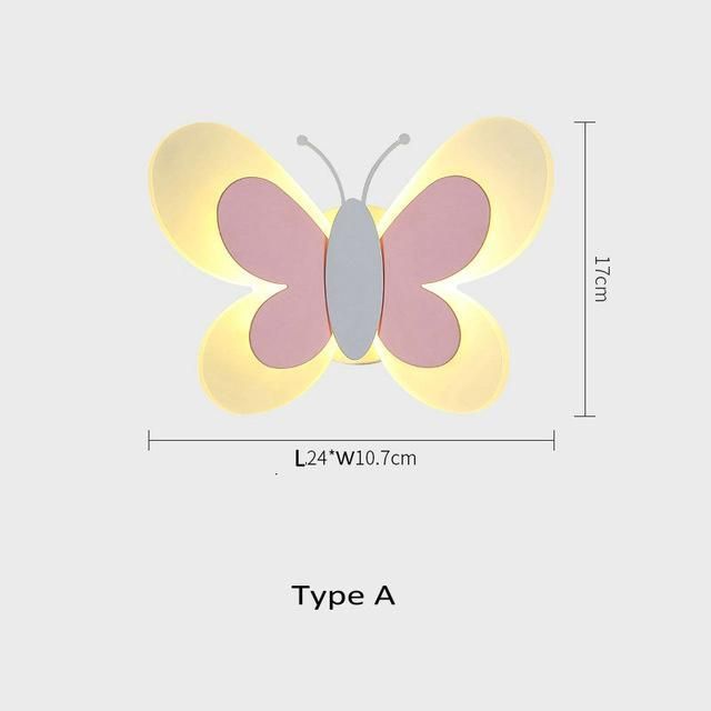 Cartoon Cute Blue Pink Butterfly Wall Lamp Creative Wall Mount LED Light (WH-OR-139)