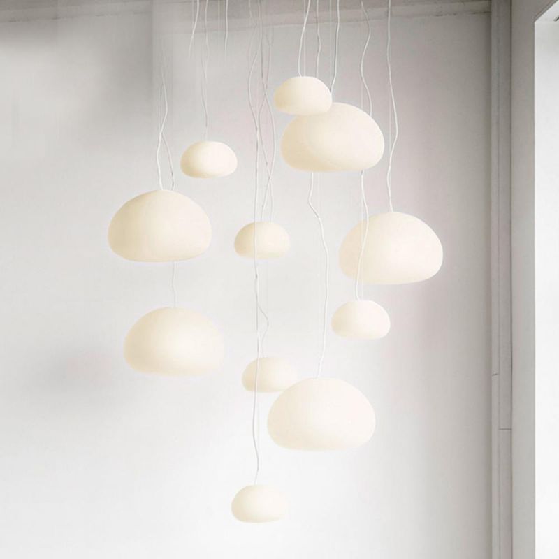 Nordic Pendant Light Minimalist White Restaurant Halfdan White Frosted Glass Pendant Light (WH-AP-343)