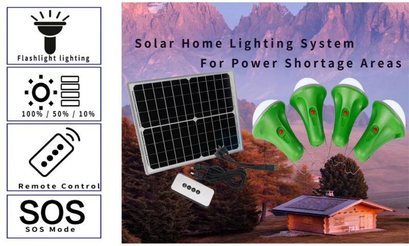 Synsvo 25W Solar System with 4 Lamp Mobile Charging 100% Solar Power USB Mobile Charger Solar Light