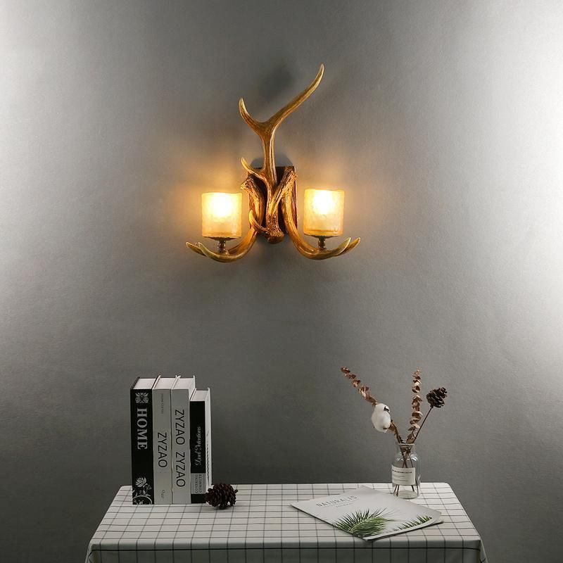 Retro Antlers Wall Lamp Living Room Bar Creative Deer Decor Wall Lights Aisle Bedroom Restaurant Dining Room LED Wall Sconce